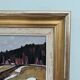 1948 Mid-Century Modern Swedish "Still" Vintage Landscape Oil Painting, Framed
