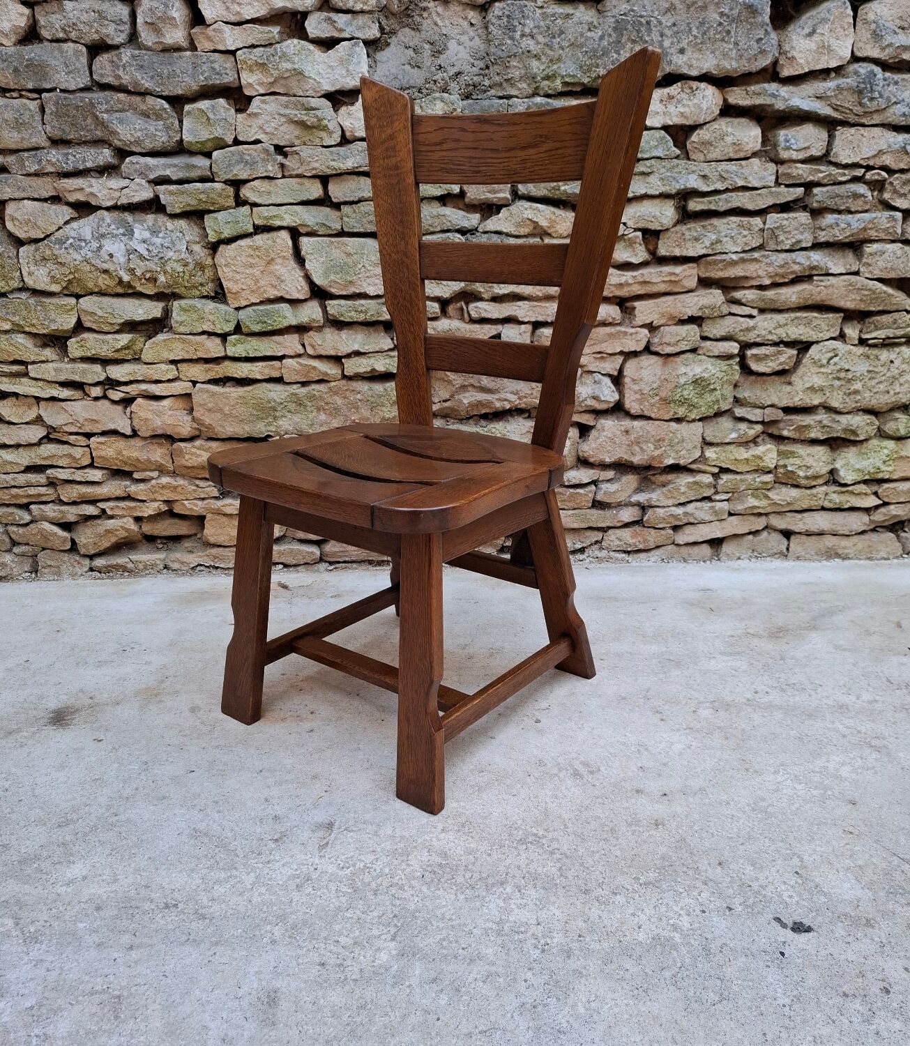 Brutalist oak chairs