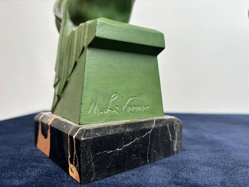 Art Deco Sculptural Bookends by Max Le Verrier, Paris, France, 1925, Set of 2