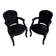 Set of 2 Black Feather-Textured Upholstered Theatrical Armchairs — Wood Frame, Dramatic Baroque Revival Style