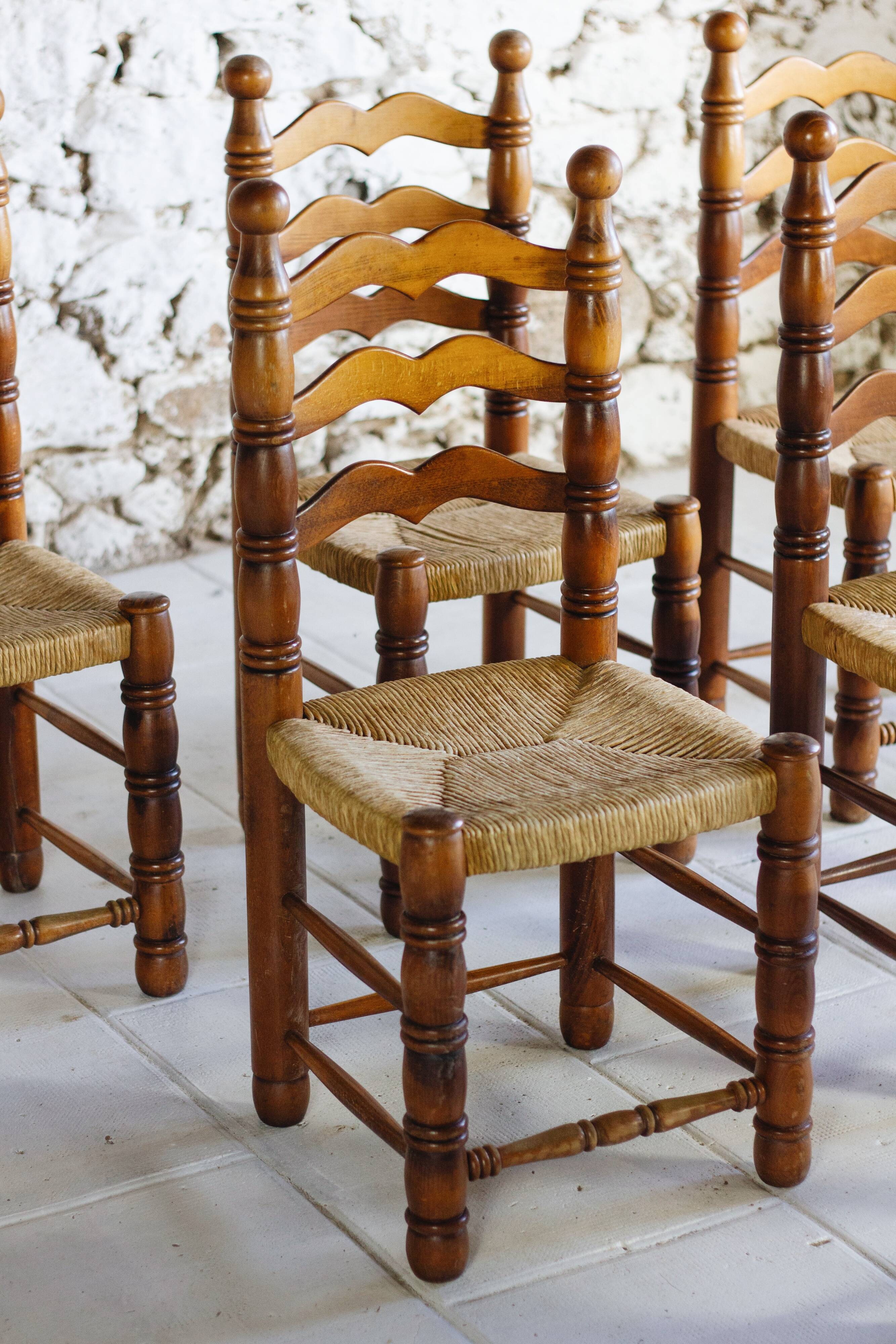 Set of 6 Dudouyt style chairs, 1950