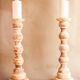 Stripped wooden chandeliers. Wooden candle holder. Candlesticks.