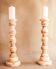 Stripped wooden chandeliers. Wooden candle holder. Candlesticks.
