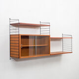 Shelf String, teak, with showcase, vintage