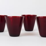 Quatre verres à boire Kartio de Kaj Franck style milieu du siècle par Nuutajarvi Nottsjo Finlande