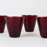 Four Kartio drinking glasses by Kaj Franck, mid-century style, from Nuutajärvi Nottsjö, Finland.