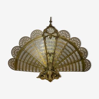Firewall foldable fan "peacock" - brass bronze late nineteenth century