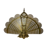Firewall foldable fan "peacock" - brass bronze late nineteenth century