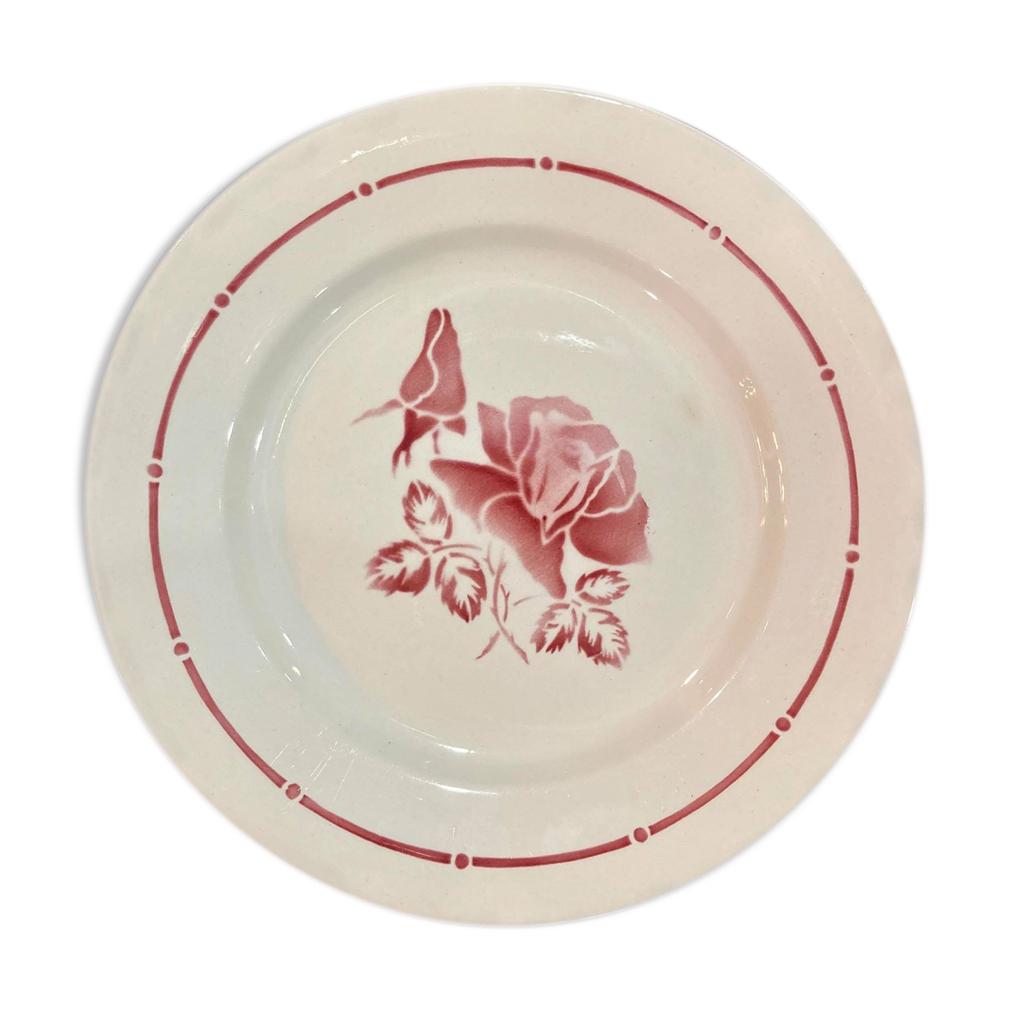 Digoin Sarreguemine red plate