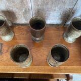 Set of 6 Mazagrans LE CEP Beige Stoneware Mugs Made In France Vintage
