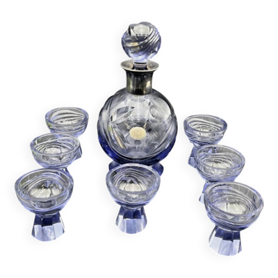 Service à liqueur en cristal violet