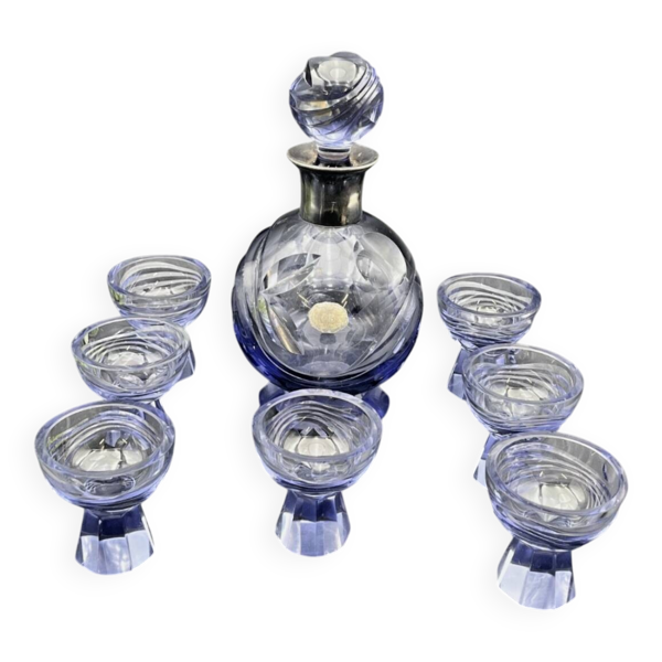 Service à liqueur en cristal violet