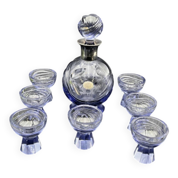Service à liqueur en cristal violet