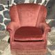 Vintage pink velvet armchair with fringes