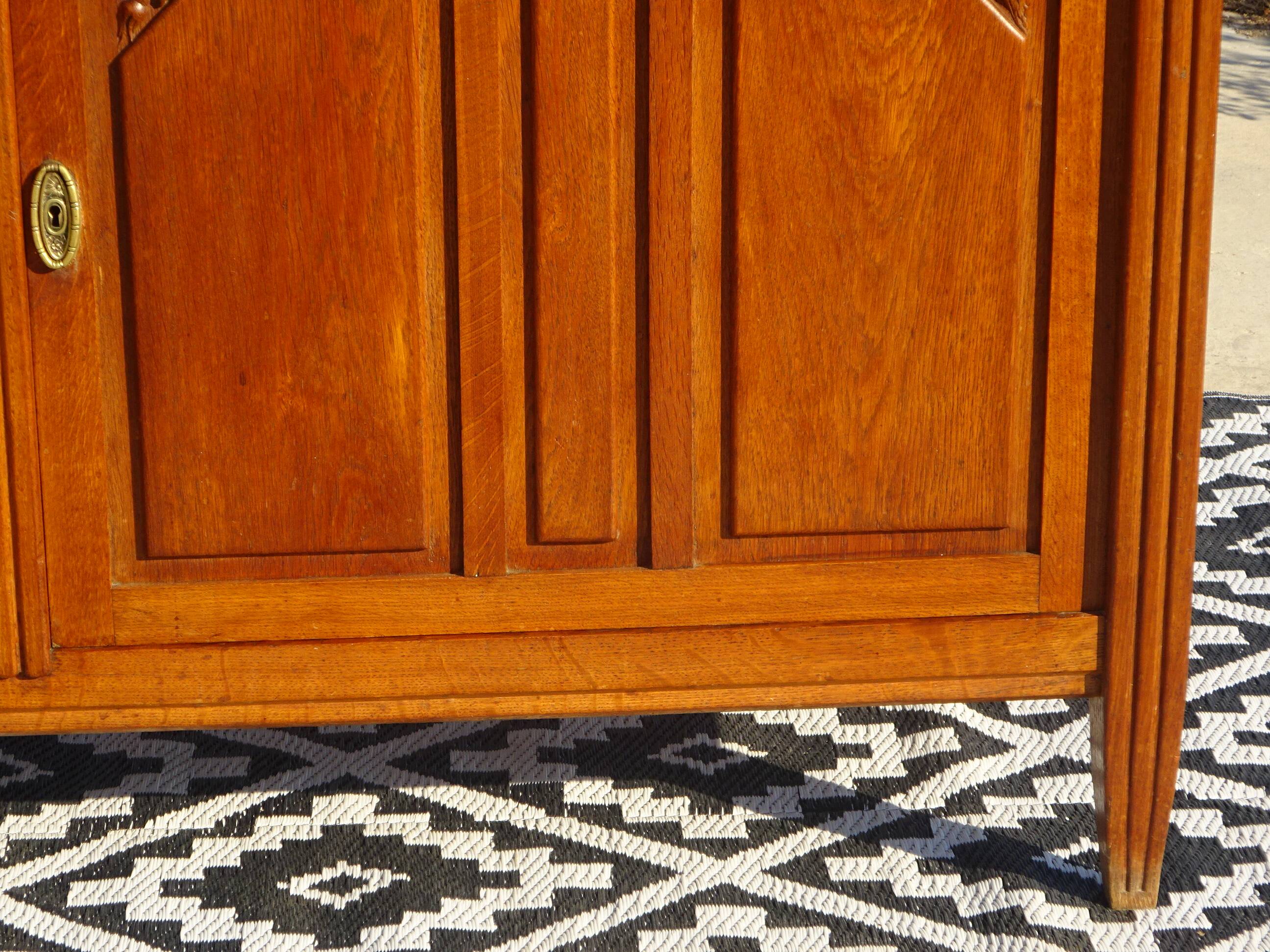 Vintage oak sideboard with sentry boxes and mirror