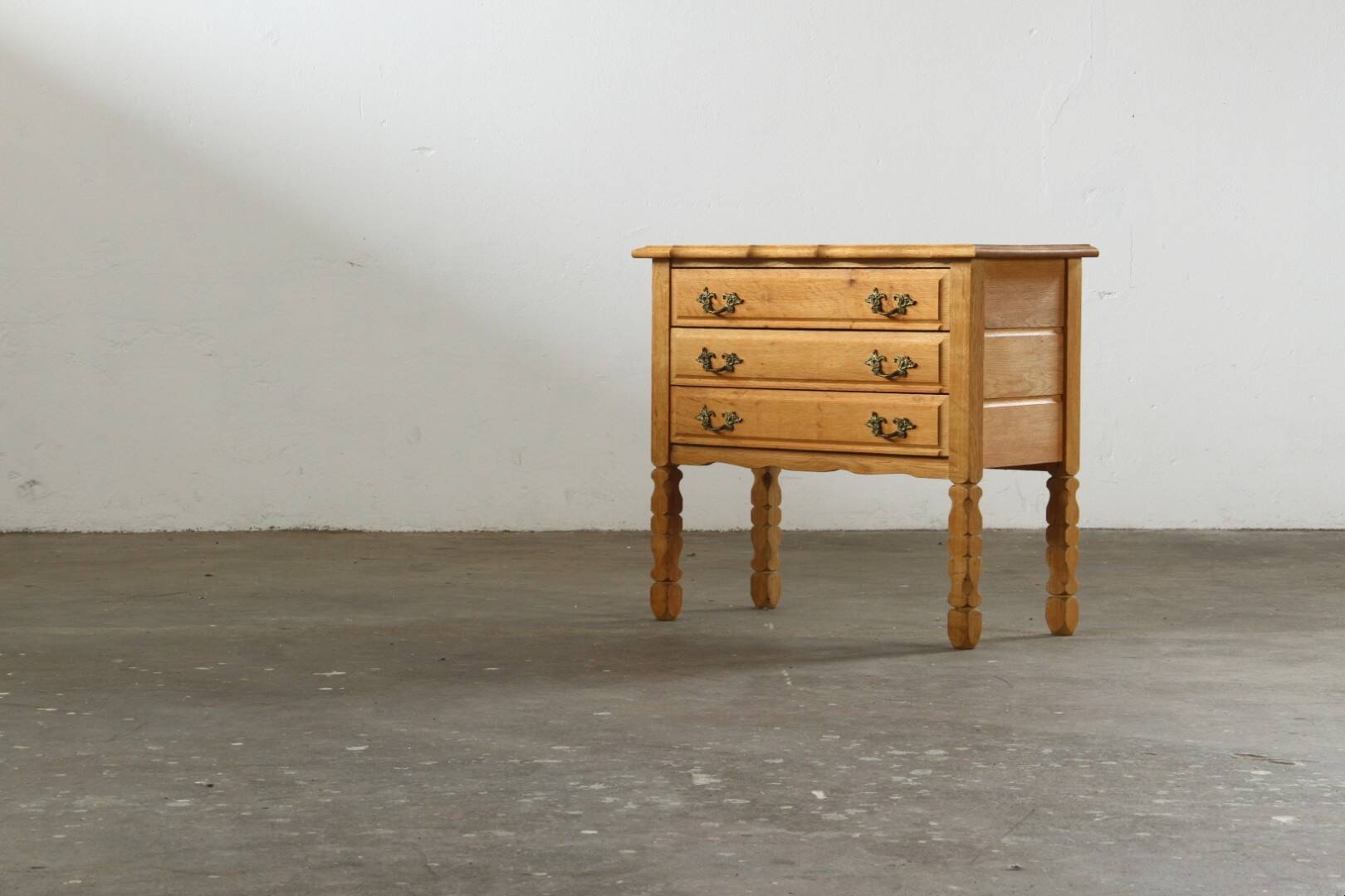 Vintage 1960s Danish three-drawer Oak Side Table, Henning Kjærnulf style