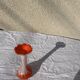 Orange and white opaline vase in the shape of a vintage flower corolla