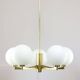 Mid-century Modern Italian Brass and Opaline Chandelier, 1960s