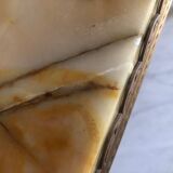 Heavy Onyx Marble Nesting Brass Tables