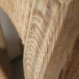 Pair of brutalist chairs in wood and straw