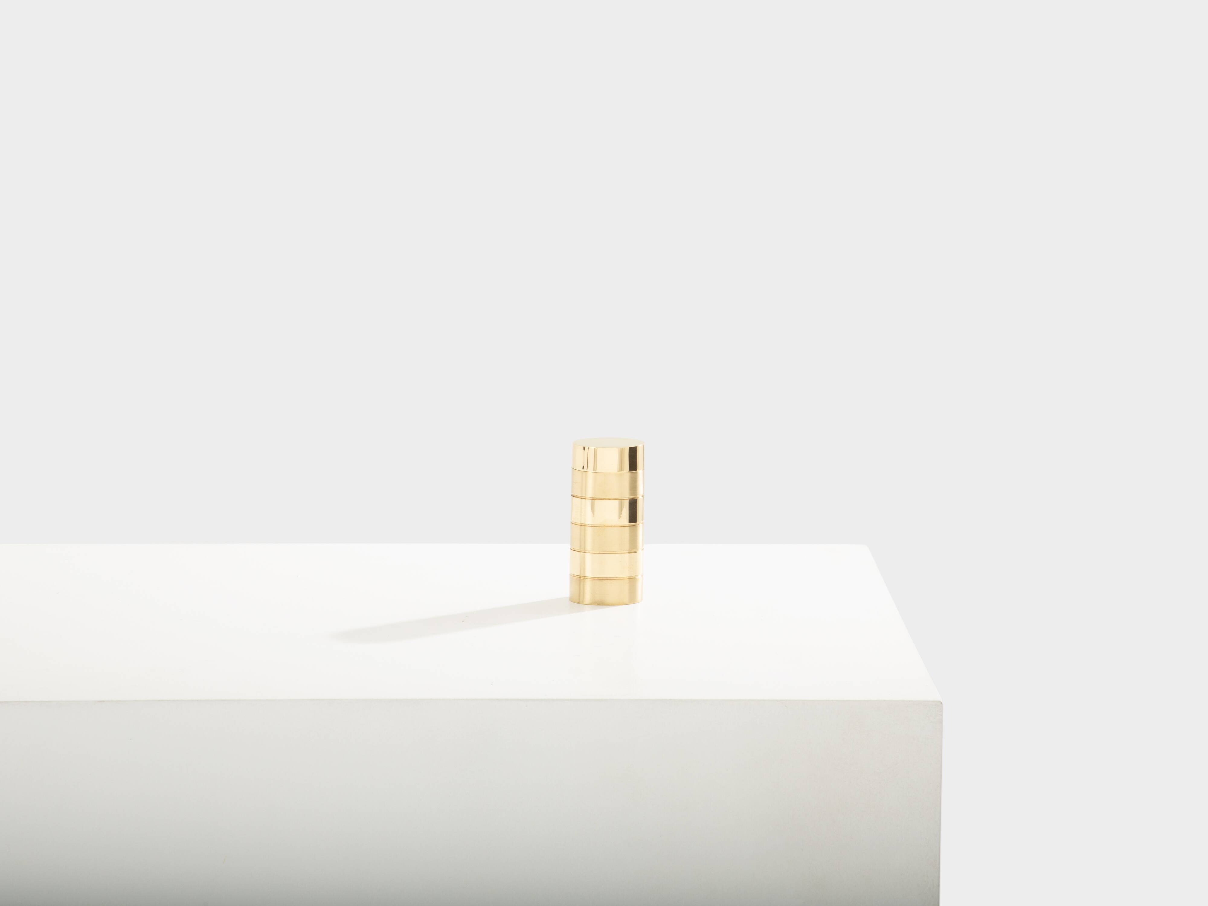 Gabriella Crespi small brushed and polished brass box signed circa 1970.