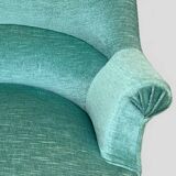 Paire de fauteuils crapaud velours vert d’eau 1970