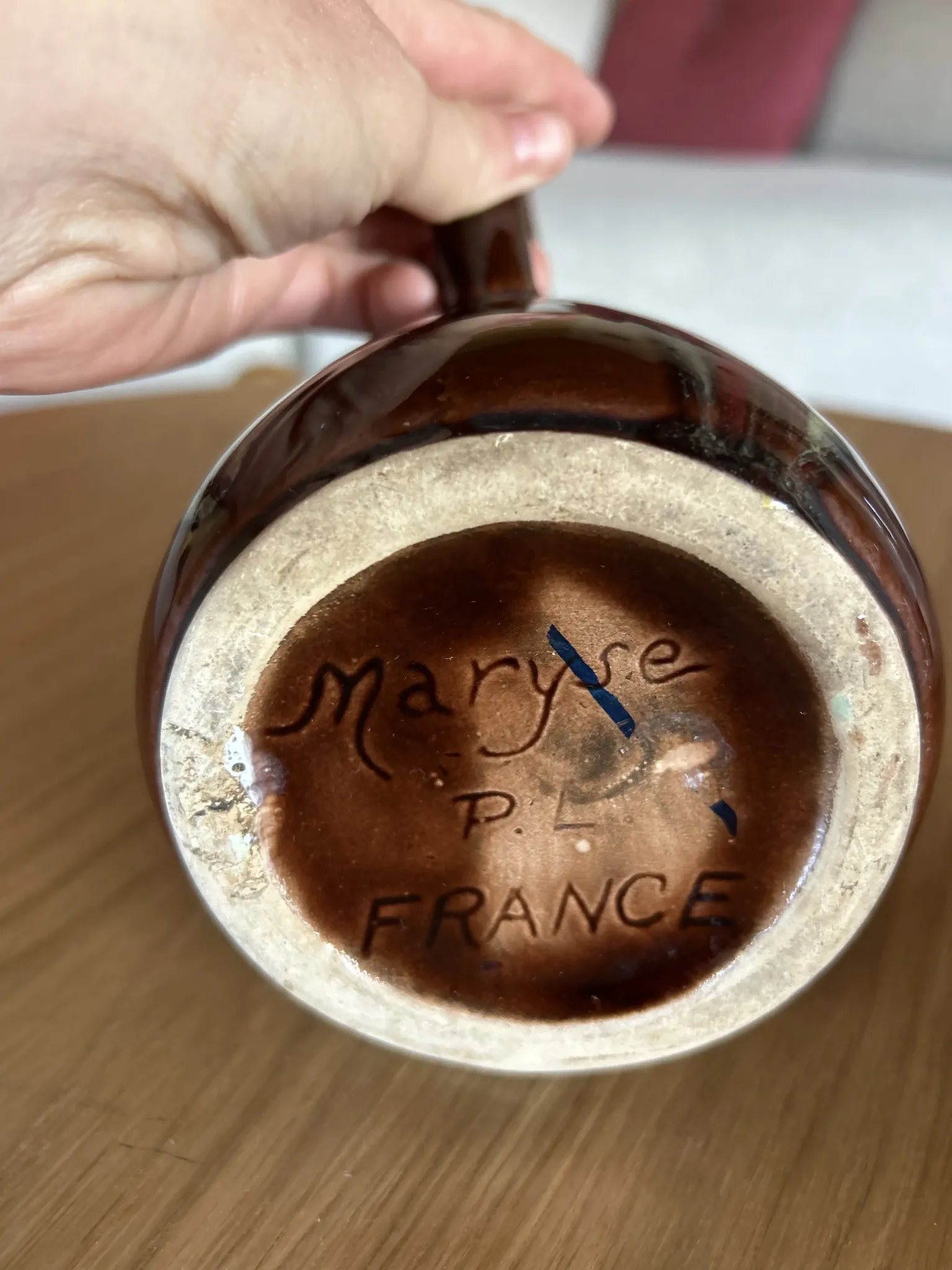 Vase / Ceramic jug Poët-Laval signed Maryse P.L. vintage 1960-1970