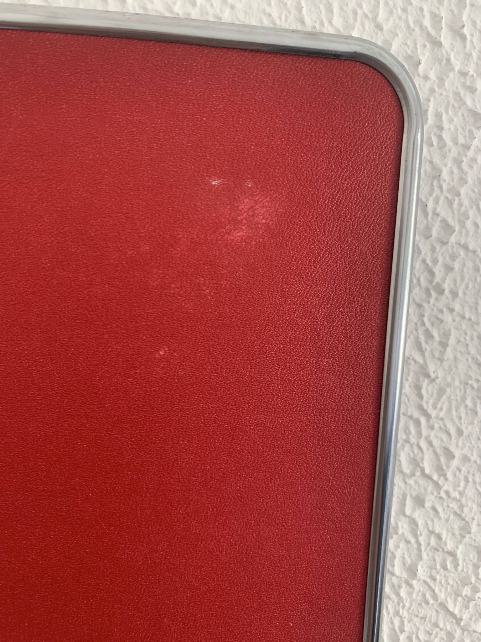 Vintage 1960s barber hairdresser red mirror - 38 x 28 cm