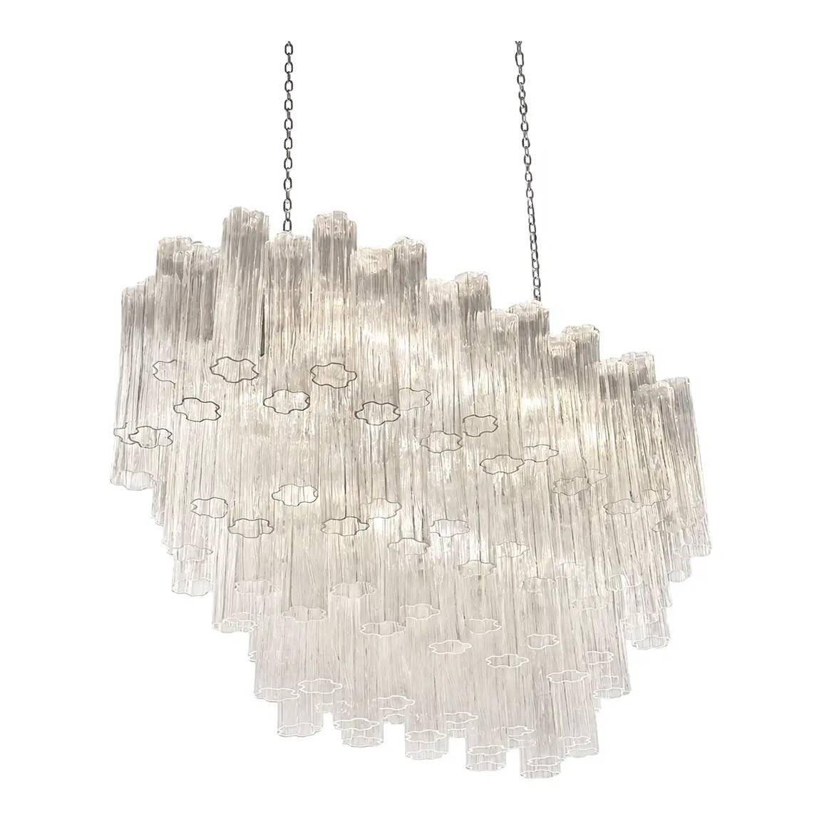 Elegant Italian Murano Glass Chandelier with Clear Tronchi Elements