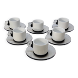 Guzzini Coffee Set 6 Porcelain Espresso Cups and 6 Plexiglas Saucers