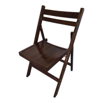 Chaise pliante bois foncé vintage