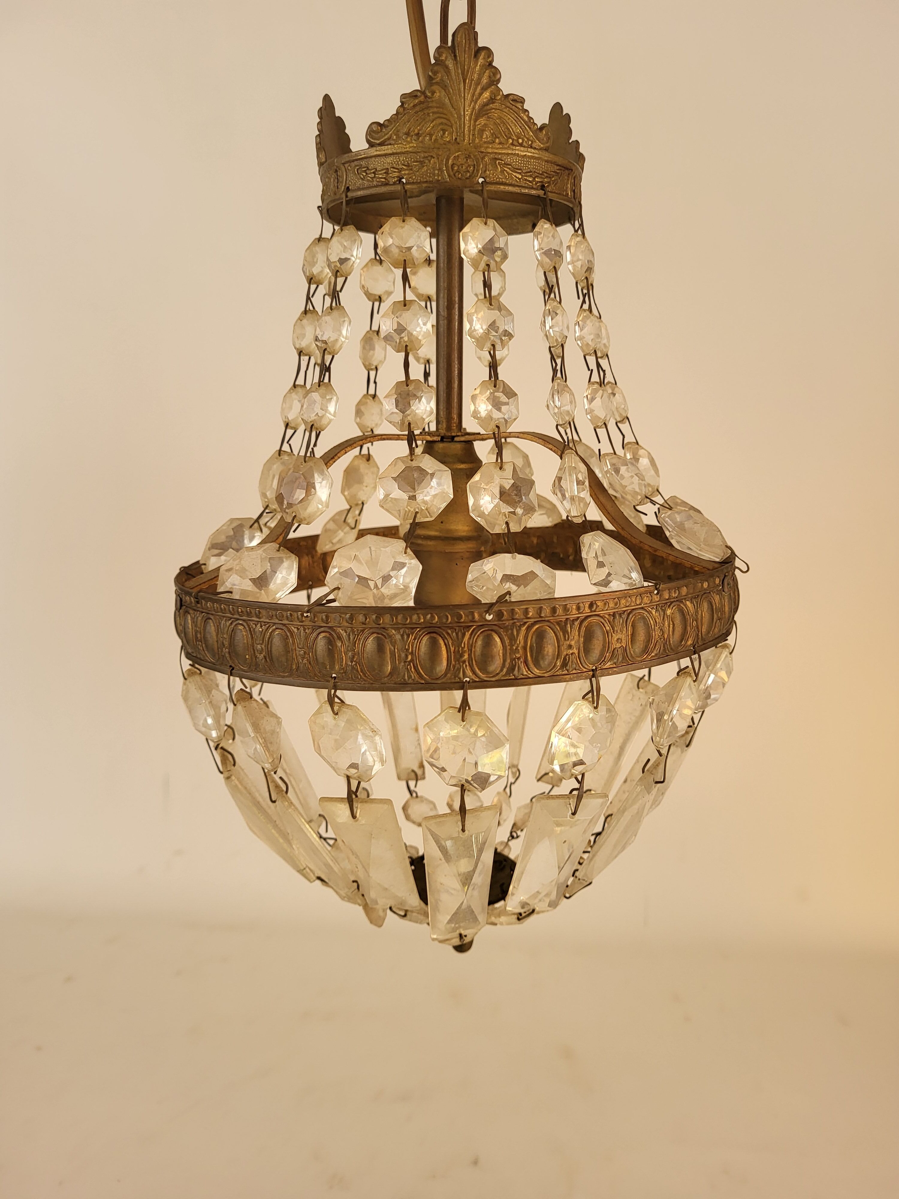 Lustre suspension montgolfiere à pampilles