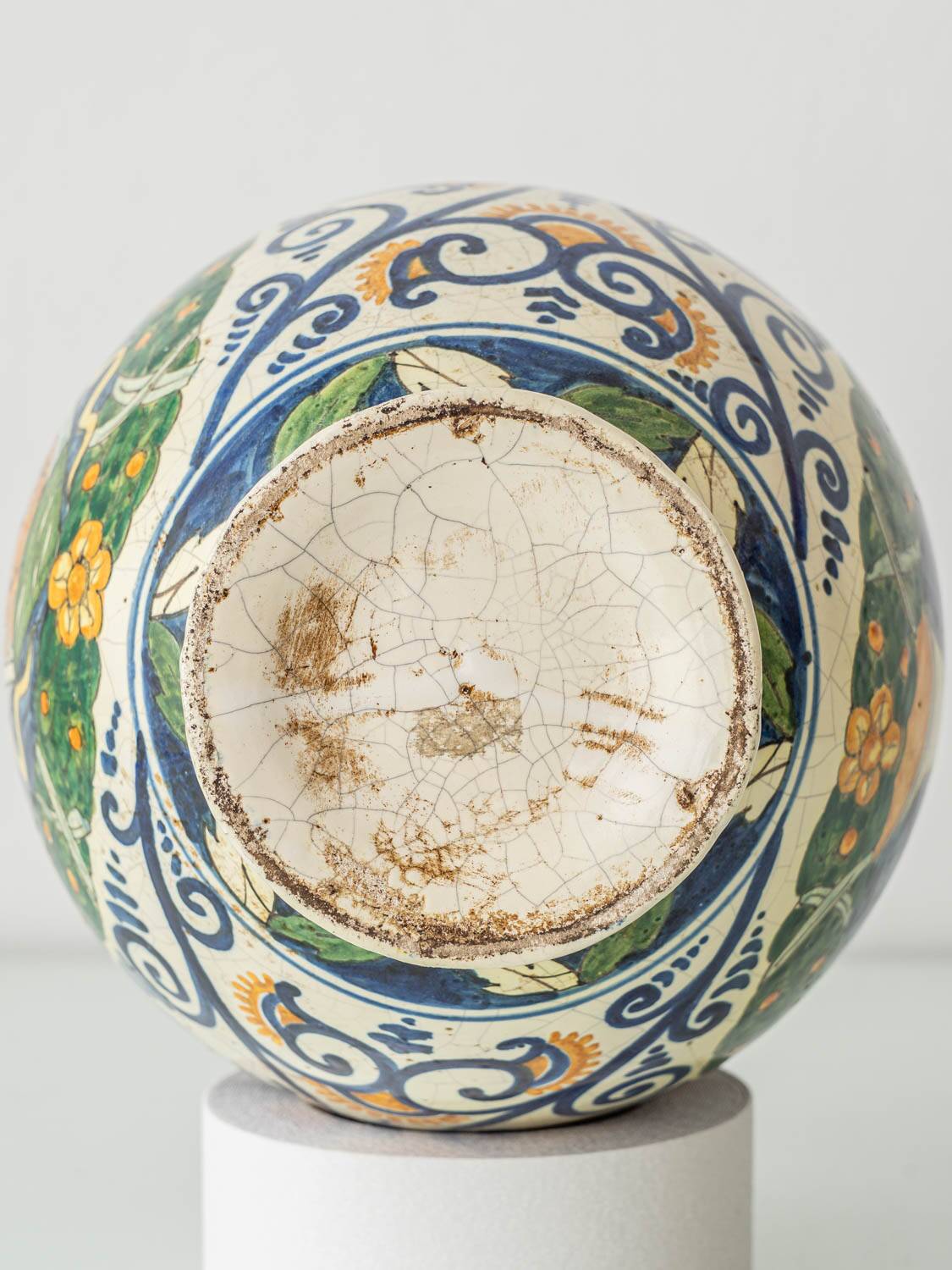 Table lamp in ceramic, Italian Renaissance, Cantagalli style, circa 1880-1900.