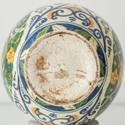 Table lamp in ceramic, Italian Renaissance, Cantagalli style, circa 1880-1900.
