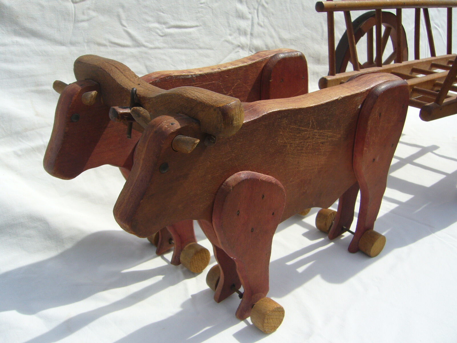Wooden Toy char a oxen old Dejou