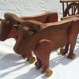 Wooden Toy char a oxen old Dejou