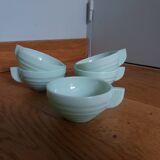 5 pale green Art Deco opaline cups