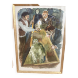 Un réveillon, dessin à l'aquarelle de Louis Berthommé Saint-André