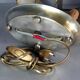 Ancienne lampe bouillotte bronze & tôle peinte, électrifiée D083