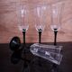4 octagonal black base Champagne flutes Octime
