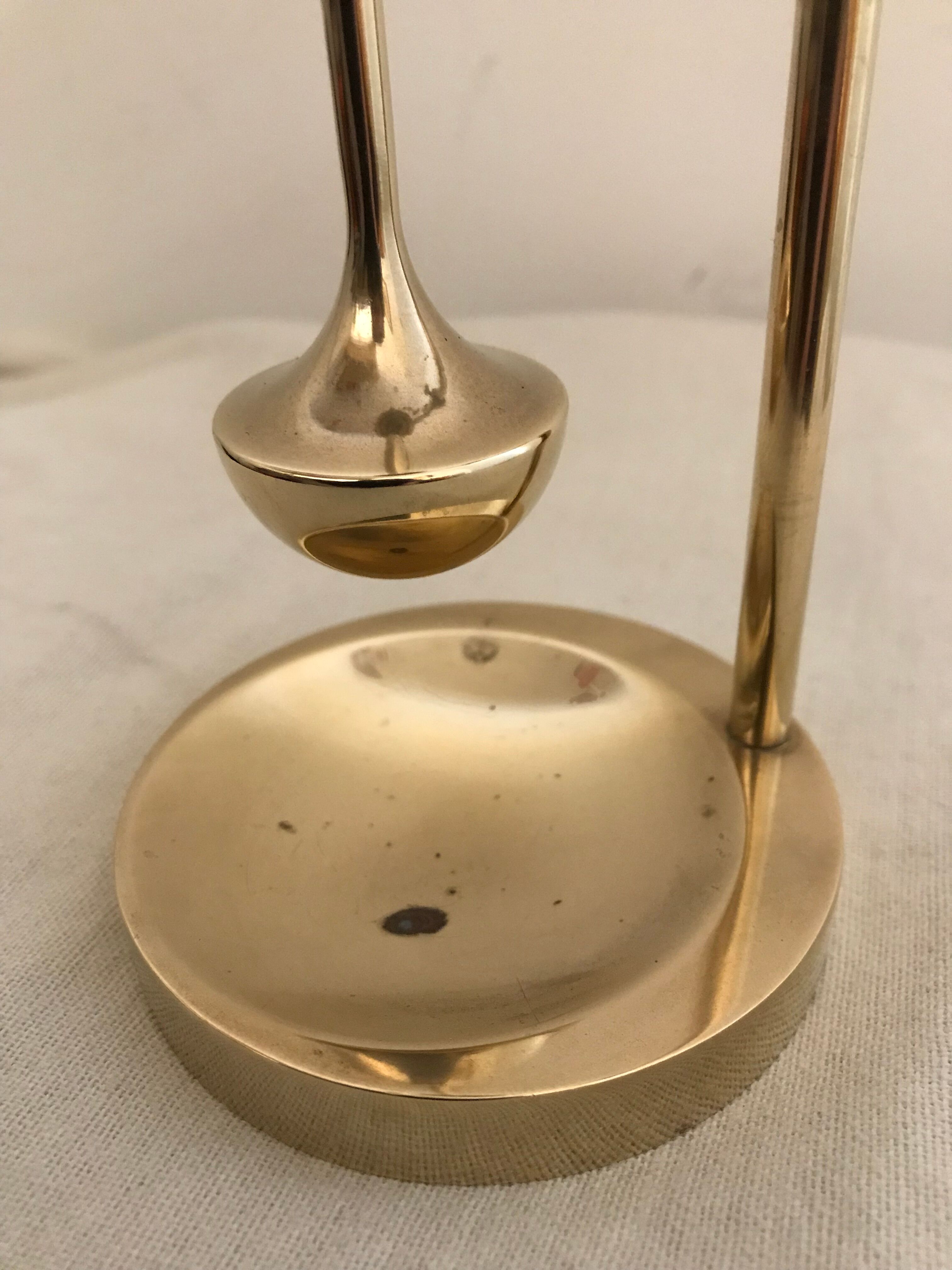 Brass gyroscopic candlestick Ilse Ammonsen Denmark 1950