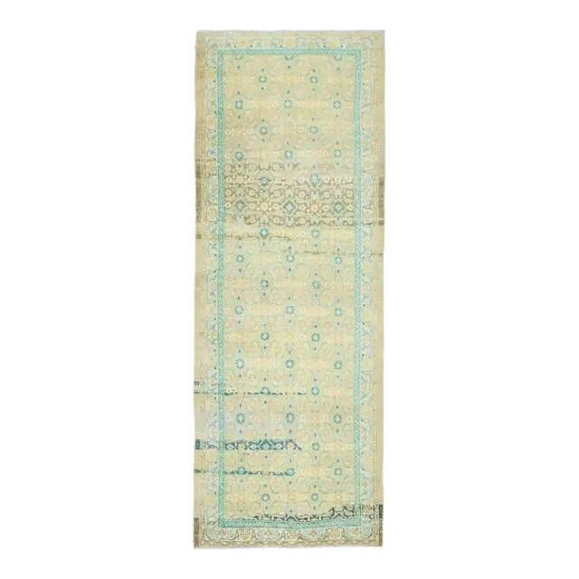 Vintage Turkish Oushak Handmade Wool Cotton Orange Runner Rug 108x294