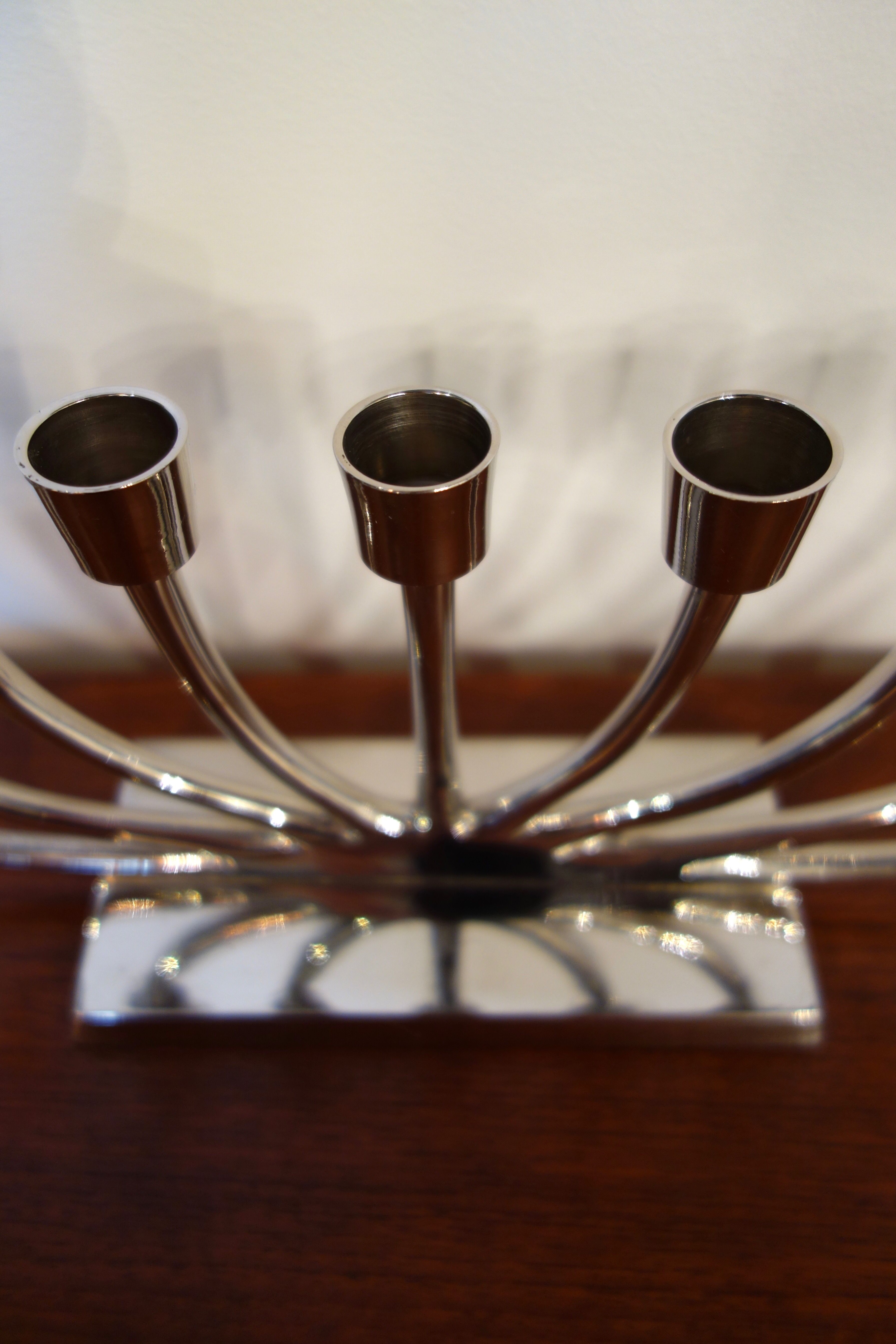 Chandelier Juif en métal argenté des années 70 Selency