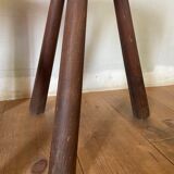 Pair of brutalist stool in solid oak 60s