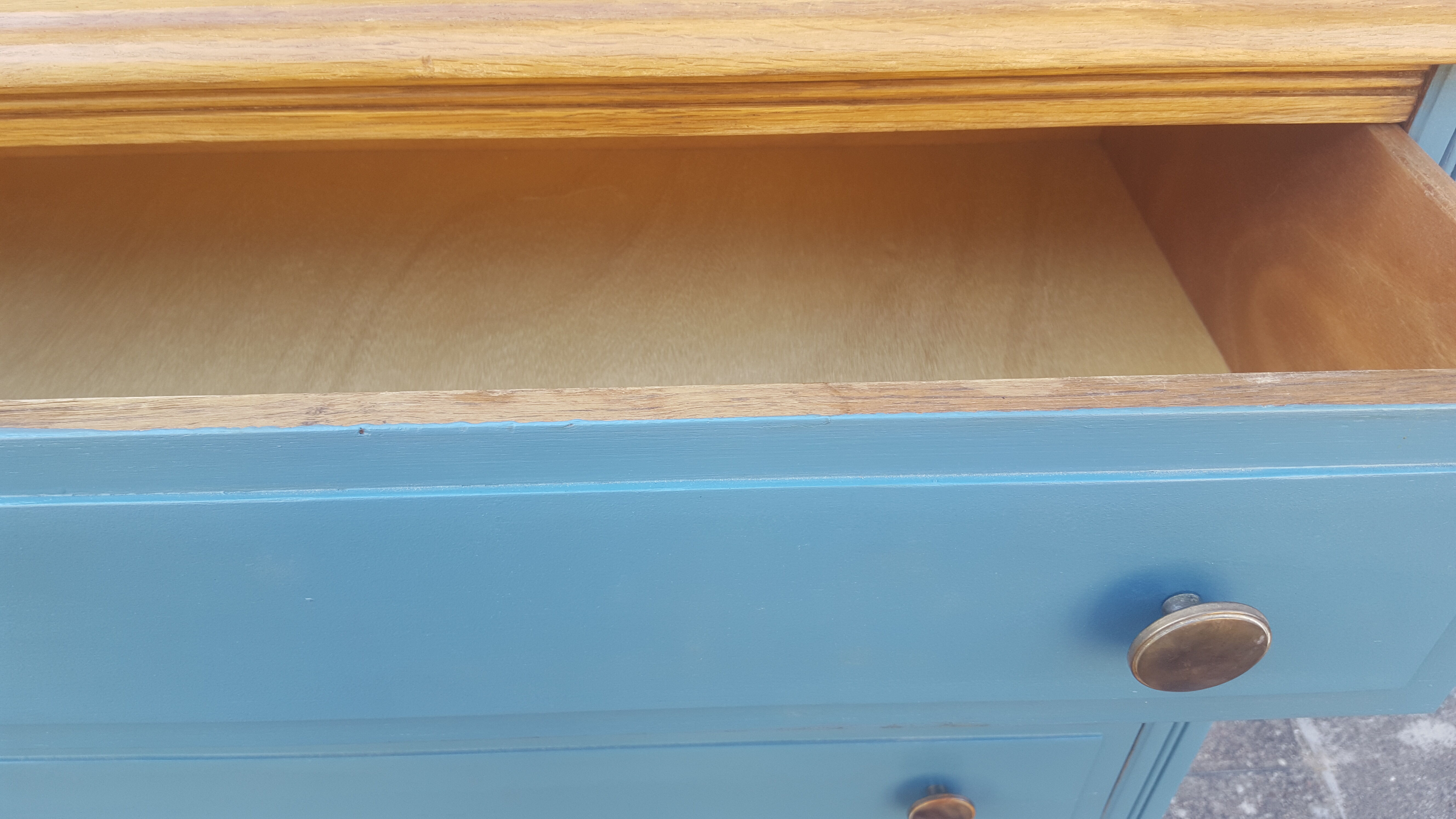 Vintage blue and wood dresser