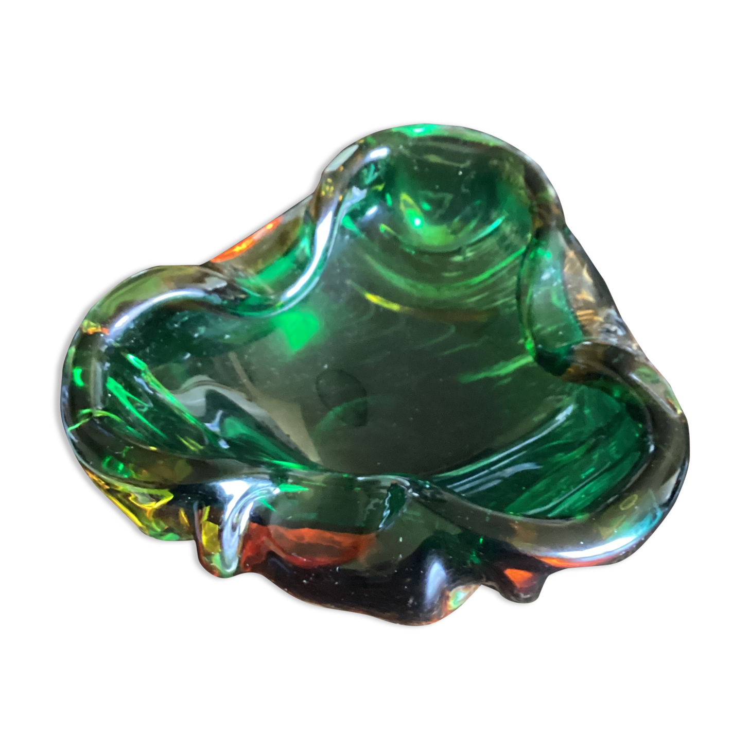 Murano-style colored glass ashtray, circa 1960s. Dimensions: H-6cm- W-14cm-