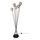 Vintage Arlus floor lamp in black lacquered metal and opaline globes, 1960