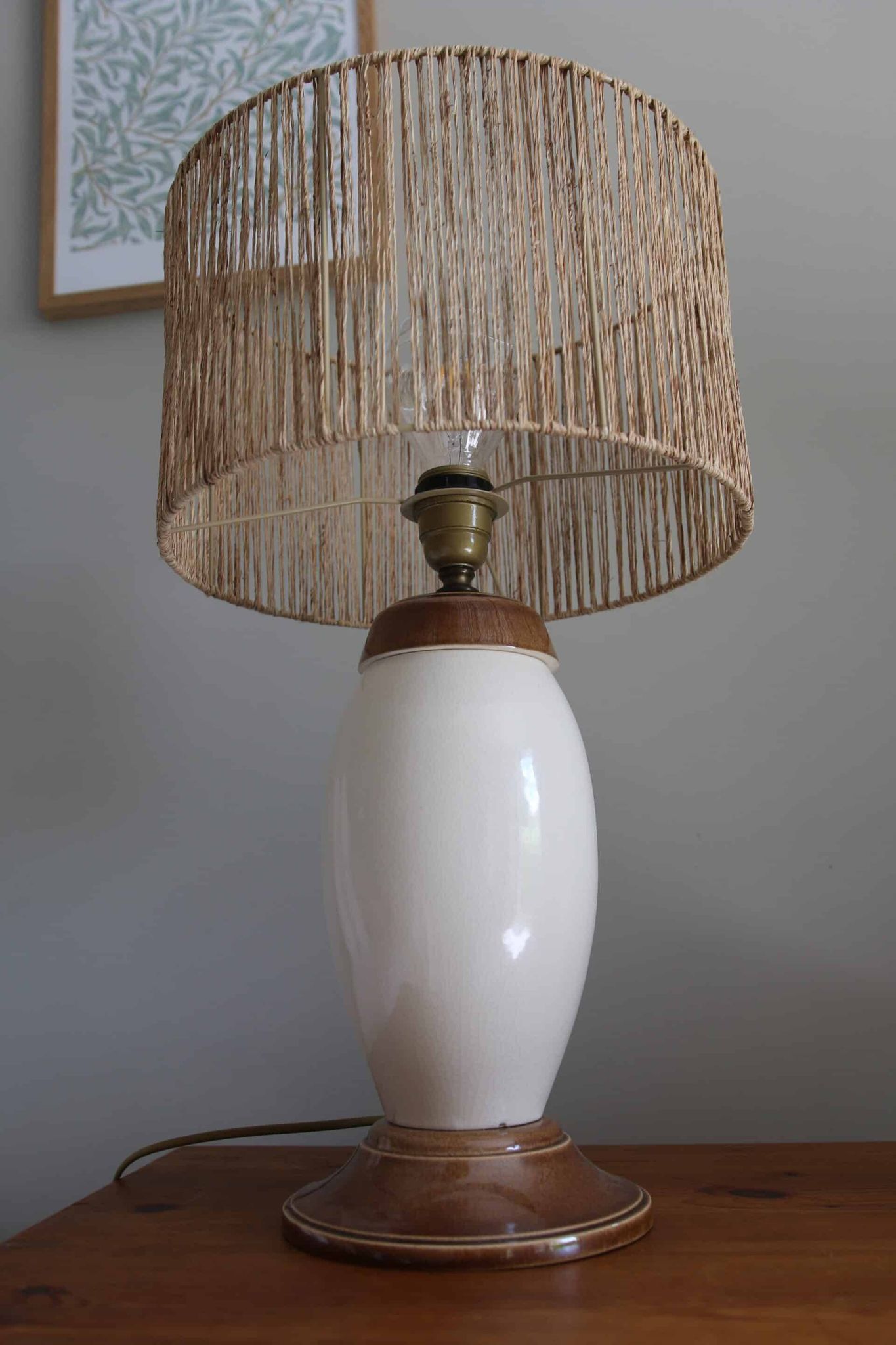 Lampe à poser en céramique craquelée, années 80