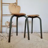 Wood and metal tripod stool