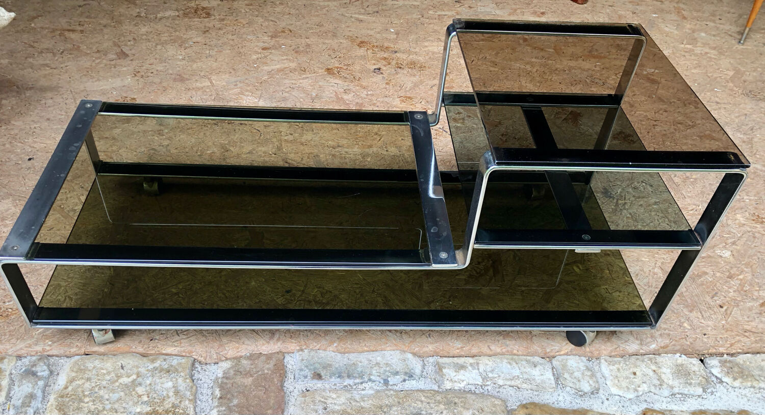Smoked glass chrome coffee table